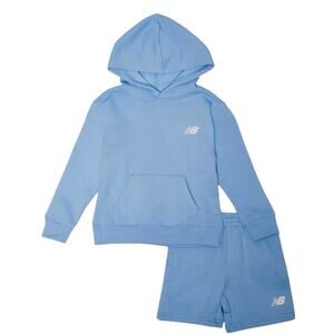 New Balance 2Pc Fleece Hoodie/Sweat Short Set Boys 2T Unisex Light Blue New